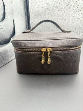 VINTAGE CHANEL- RARE FIND "DARK BROWN" VANITY CASE